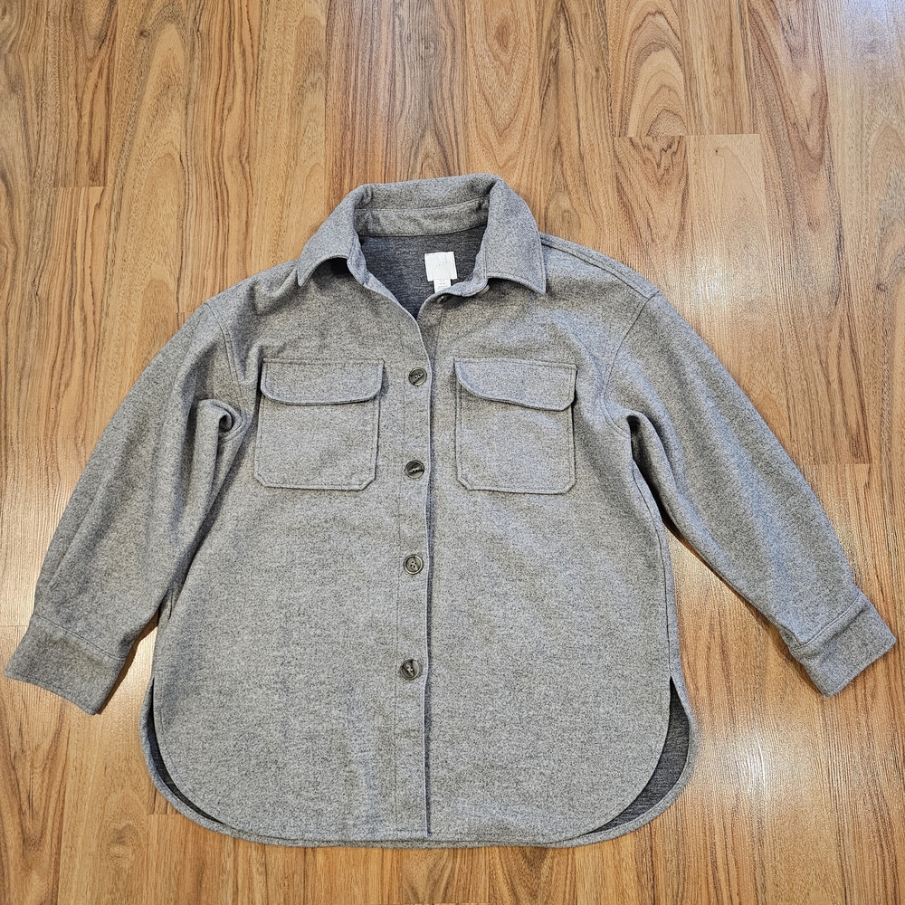 H&M Heather Gray Oversized Shirt Jacket